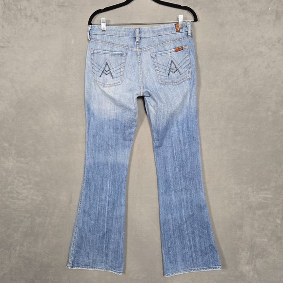 7 Seven for All Mankind A-Pocket Blue Distressed Jeans Womens 28 (fits 30x33) - Picture 1 of 10